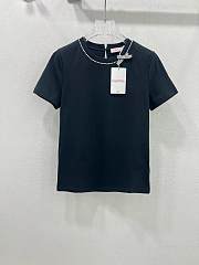 Okify Valentino Black T-shirt With Small Diamond Bow SML  - 1