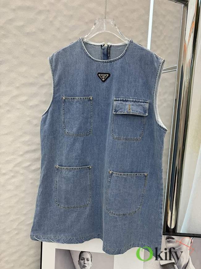 Okify Prada Denim Tank Top Dress S-XL  - 1