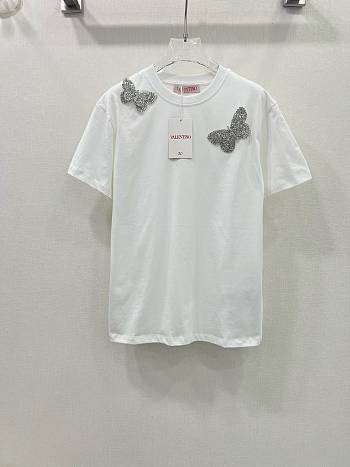 Okify Valentino White T-shirt With Small Butterflies SML 