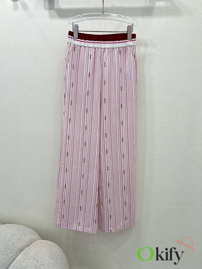 Okify Gucci Pink Striped Pants SML  - 1