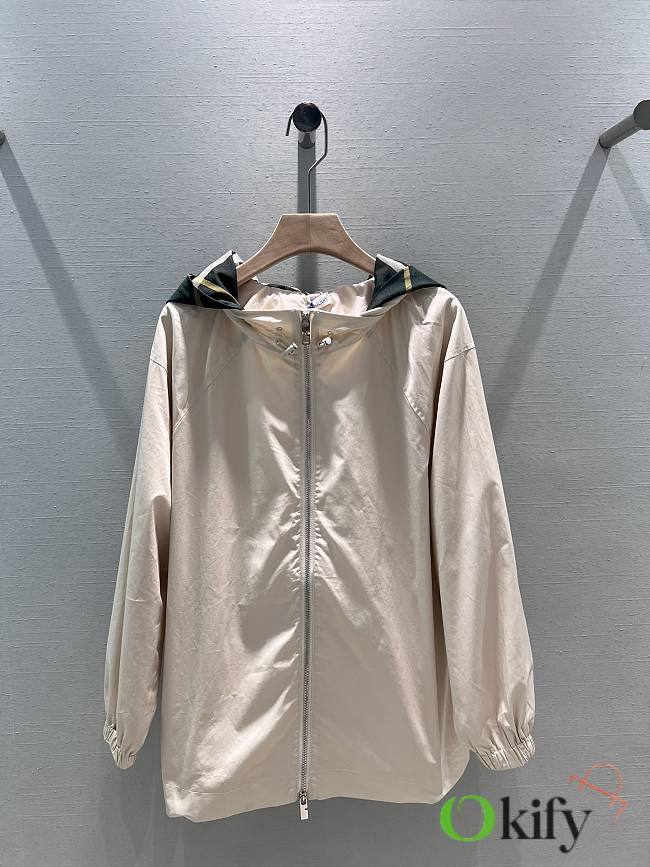 Okify Burberry Beige Hooded Windbreaker Jacket S-2XL  - 1