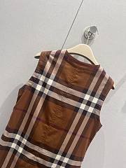 Okify Burberry Brown Plaid Sleeveless Cotton Dress S-XL - 5