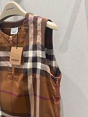 Okify Burberry Brown Plaid Sleeveless Cotton Dress S-XL - 2