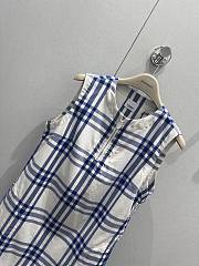 Okify Burberry Blue Plaid Sleeveless Cotton Dress S-XL - 5
