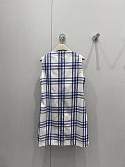 Okify Burberry Blue Plaid Sleeveless Cotton Dress S-XL - 3