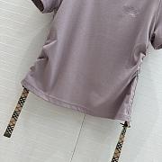 Okify Burberry Plaid Pleated Waist Cotton T-shirt In Purple S-XL  - 5