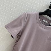 Okify Burberry Plaid Pleated Waist Cotton T-shirt In Purple S-XL  - 3