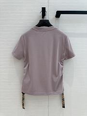 Okify Burberry Plaid Pleated Waist Cotton T-shirt In Purple S-XL  - 2
