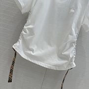 Okify Burberry Plaid Pleated Waist Cotton T-shirt In White S-XL  - 2