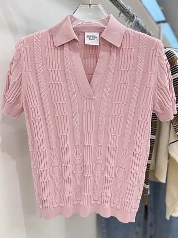 Okify Hermes Pink Polo Sweater SML