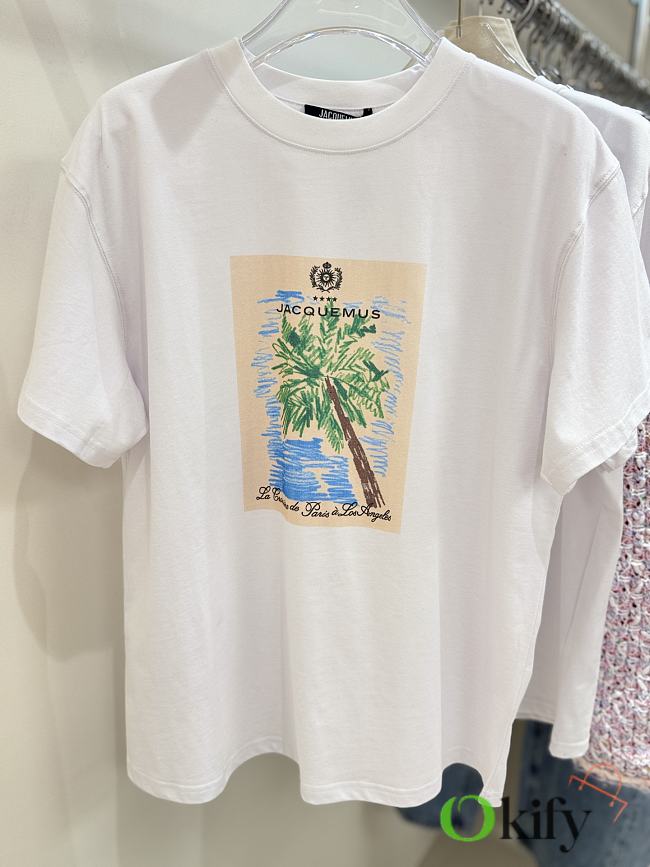 Okify Jacquemus White Coconut Tree T-shirt S-XL  - 1