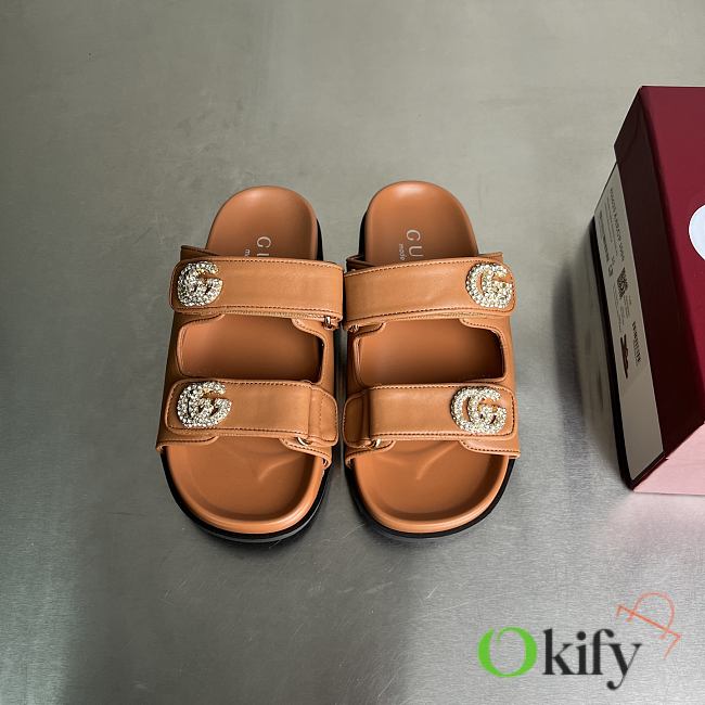 Okify Gucci Double G Brown Sandals EU35-40  - 1