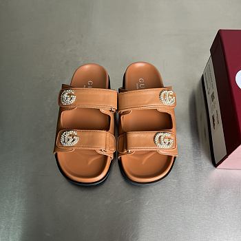 Okify Gucci Double G Brown Sandals EU35-40 