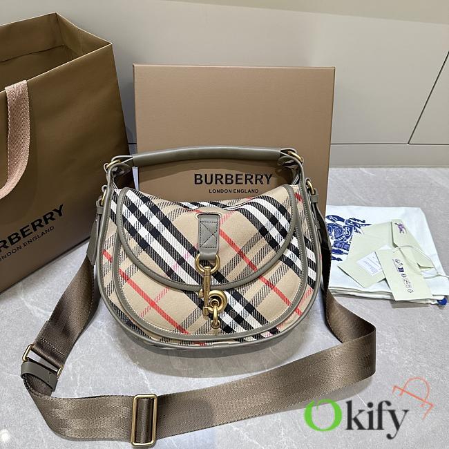 Okify Burberry B Clip Check Messenger Bag 27.5x11x19cm - 1