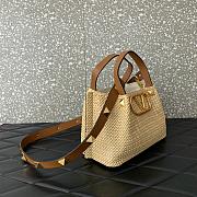 Okify Valentino Raffia Tote Bag In Beige 25x18x12cm  - 2