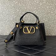 Okify Valentino Raffia Tote Bag In Black 25x18x12cm  - 1