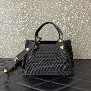 Okify Valentino Raffia Tote Bag In Black 25x18x12cm  - 2