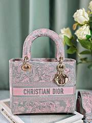 Okify Dior Lady D-Lite Pink And Gray Bag 24cm - 1