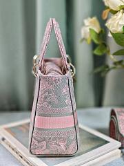 Okify Dior Lady D-Lite Pink And Gray Bag 24cm - 3