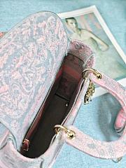 Okify Dior Lady D-Lite Pink And Gray Bag 24cm - 2