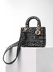 Okify Dior Lady D-lite Black Leopard Bag 24x20x11cm - 1