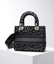 Okify Dior Lady D-lite Black Leopard Bag 24x20x11cm - 3