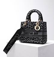 Okify Dior Lady D-lite Black Leopard Bag 24x20x11cm - 4