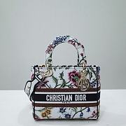 Okify Dior Lady D-Lite White Bag With Flowers 24x20x11cm - 1