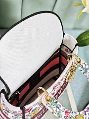 Okify Dior Lady D-Lite White Bag With Pink Tone Flowers 24x20x11cm - 3