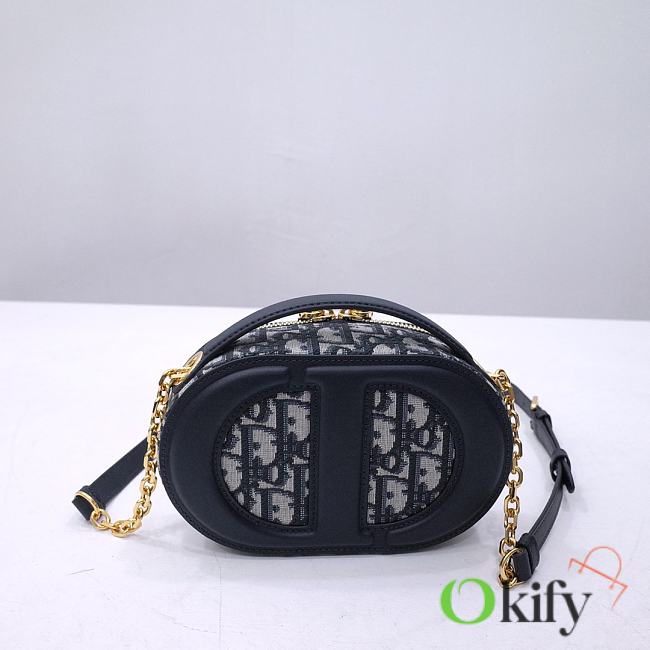Okify Dior Signature Oval Camera Bag In Blue Oblique 18x6x11cm - 1