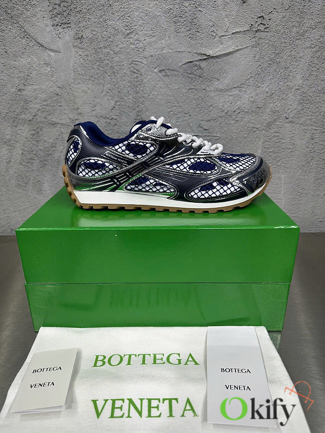 Okify Bottega Veneta Orbit Sneakers In Dark Blue And Silver EU35-45 - 1