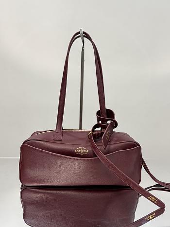 Okify Balenciaga Carrie Bowling Bag In Red 30.9x11.9x11.9cm 