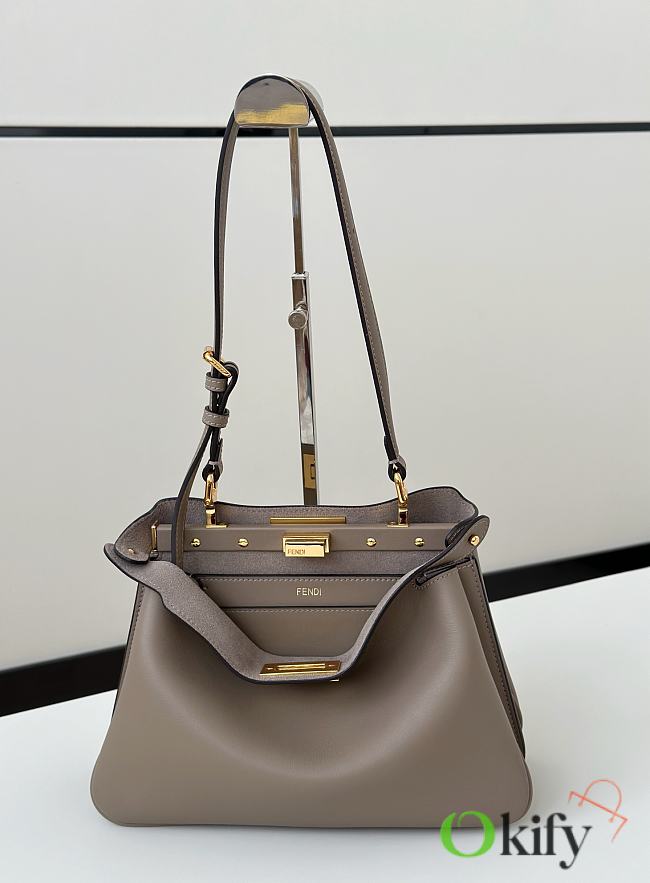 Okify Fendi Peekaboo Soft Medium Bag In Dove Gray 29x12x19cm  - 1