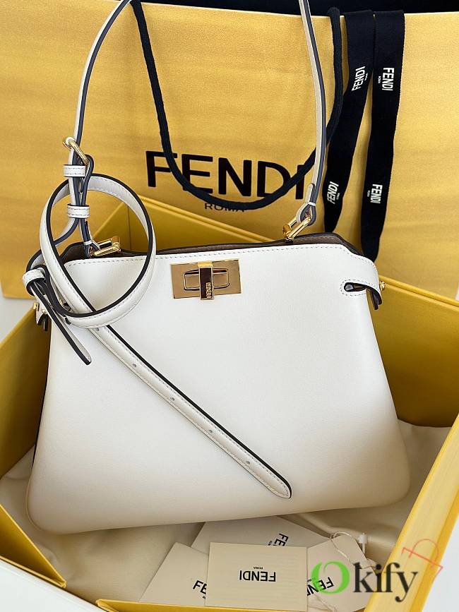Okify Fendi Peekaboo Soft Medium Bag In White 29x12x19cm  - 1