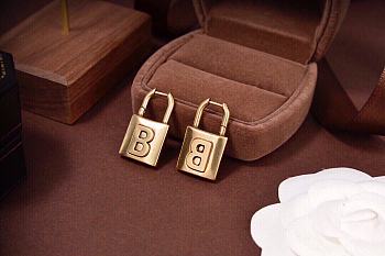 Okify Balenciaga Lock Gold Earrings 