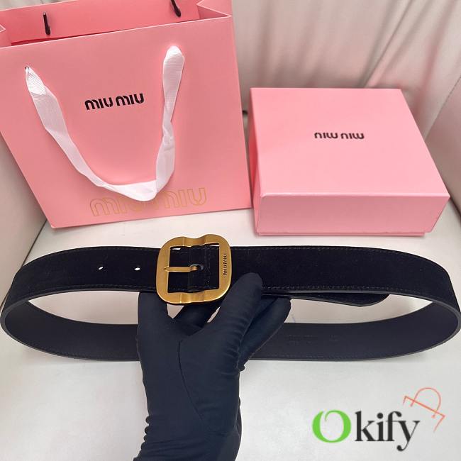 Okify MiuMiu Black Suede Belt 34mm  - 1