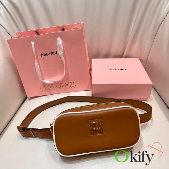 Okify MiuMiu Leather Belt Bag In Brown 17x8x3cm  - 1