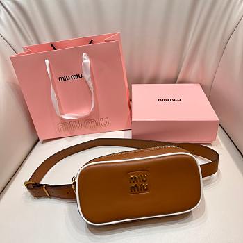 Okify MiuMiu Leather Belt Bag In Brown 17x8x3cm 