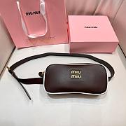 Okify MiuMiu Leather Belt Bag In Dark Brown 17x8x3cm  - 1
