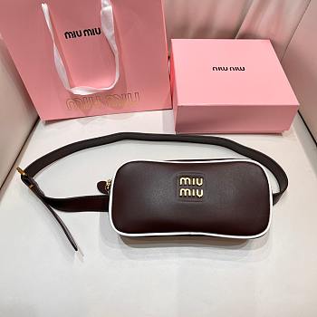 Okify MiuMiu Leather Belt Bag In Dark Brown 17x8x3cm 