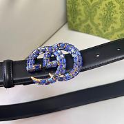 Okify Gucci Purple Crystal Buckle Black Belt 30mm - 5