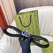 Okify Gucci Purple Crystal Buckle Black Belt 30mm - 3