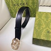 Okify Gucci Gold Crystal Buckle Black Belt 30mm - 4