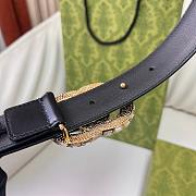 Okify Gucci Gold Crystal Buckle Black Belt 30mm - 2