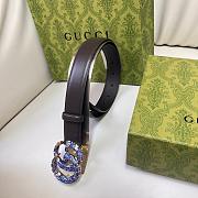 Okify Gucci Purple Crystal Buckle Dark Brown Belt 30mm - 2