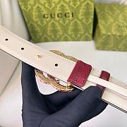Okify Gucci Pink Crystal Buckle Red And White Belt 30mm - 4