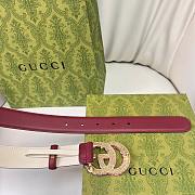 Okify Gucci Pink Crystal Buckle Red And White Belt 30mm - 2