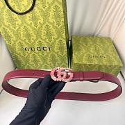 Okify Gucci Pink Crystal Buckle Red Belt 30mm - 1