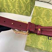 Okify Gucci Pink Crystal Buckle Red Belt 30mm - 4