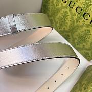 Okify Gucci Silver Crystal Buckle Silver Belt 30mm - 4